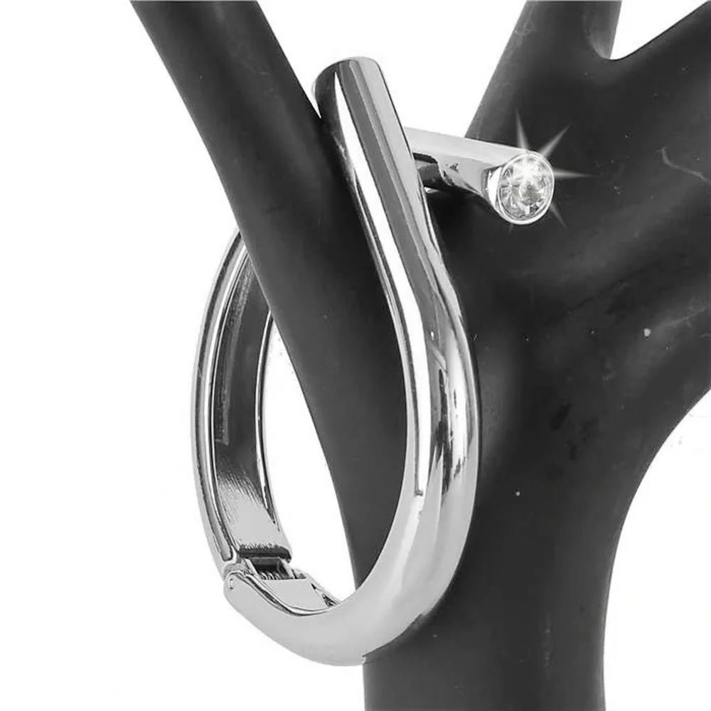 New Silver Cz  Bypass crystal rhinestone ladies statement Cuff Bangle Bracelet
